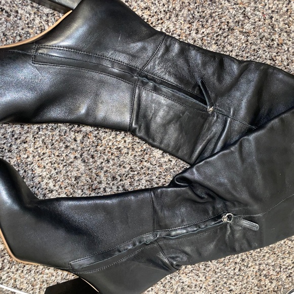 Zara knee high black block heel boots with zipper Womens size 41 (9.5-10 US) - Picture 4 of 13